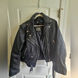 Black Genuine Leather Moto Jacket New!